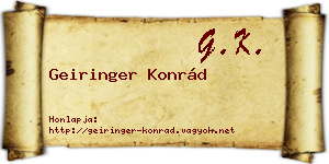 Geiringer Konrád névjegykártya